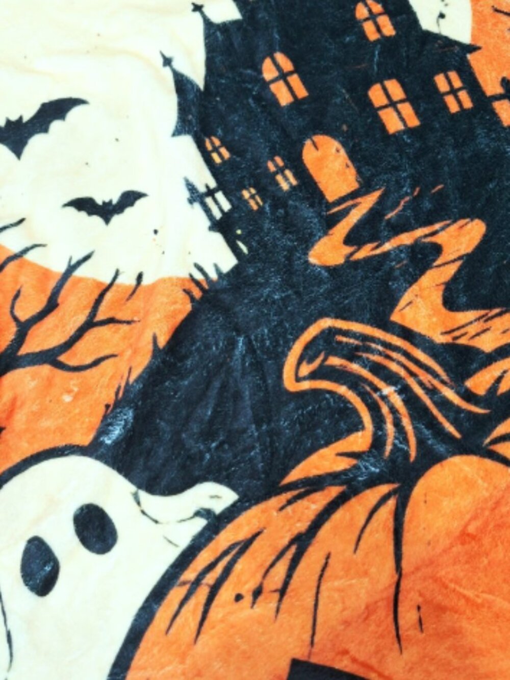 Halloween Pumpkin, Ghosts, & Haunted House Plush Blanket